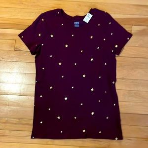 PINK - maroon tee with gold foil stars
